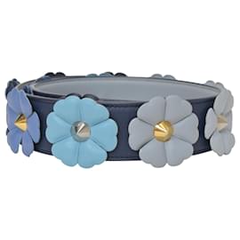 Fendi-Fendi Flowerland Strap You Shoulder Strap in Blue Leather-Blue