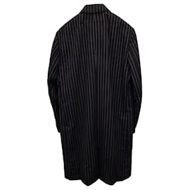 Givenchy-Manteau long à fines rayures Givenchy en laine noire-Noir