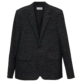 Saint Laurent-Saint Laurent Checkered Blazer in Black Wool-Black