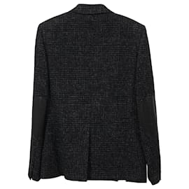 Saint Laurent-Saint Laurent Checkered Blazer in Black Wool-Black