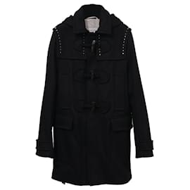 Valentino Garavani-Valentino Studded Coat in Black Wool-Black