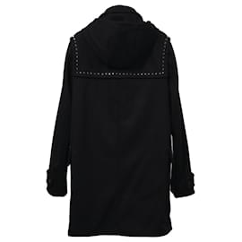 Valentino Garavani-Valentino Studded Coat in Black Wool-Black