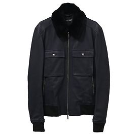 Giacca con cerniera Dior in pelle blu intenso Blu