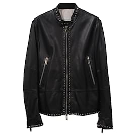 Valentino Garavani-Valentino Studded Jacket in Black Leather-Black