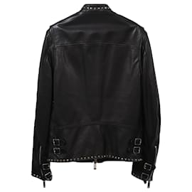 Valentino Garavani-Valentino Studded Jacket in Black Leather-Black