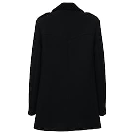 Saint Laurent-Saint Laurent lined-Breasted Short Coat in Black Wool-Black