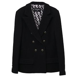 Chanel Double-Breasted Blazer in Black Wool Black
