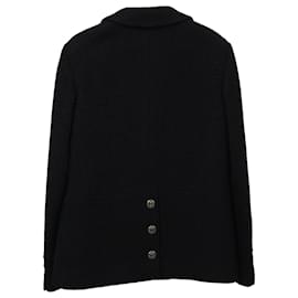 Chanel-Blazer con botones forrados Chanel en lana negra-Negro