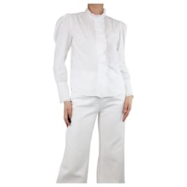 Isabel Marant Etoile-White embroidered trim shirt - size UK 6-White