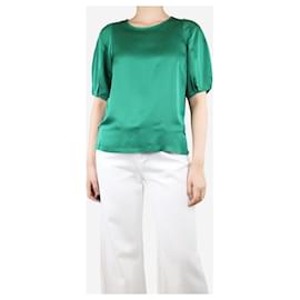 Dries Van Noten-Green short-sleeved satin top - size UK 8-Green