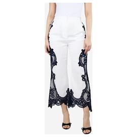 Zimmermann-Pantalon blanc bordé de dentelle - taille UK 10-Blanc