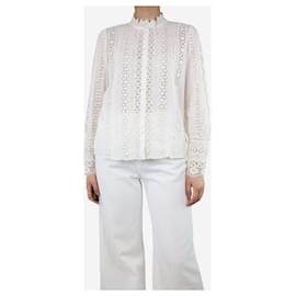 SéZane-Cream broderie anglaise shirt - size UK 10-Cream