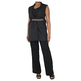 Givenchy-Giacca nera senza maniche con cintura a catena - taglia UK 12-Nero
