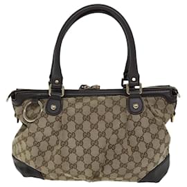 Gucci-GUCCI GG Canvas Hand Bag Beige 247902 auth 71513-Beige