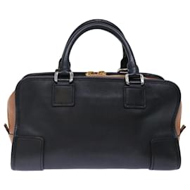 Loewe-LOEWE AMAZONA 28 Multiplication Hand Bag Leather 2way Black Brown Auth 71072A-Brown,Black