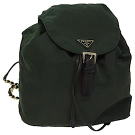 Prada-PRADA Chain Backpack Nylon Black Auth 69943-Black