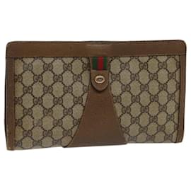 Gucci-GUCCI GG Supreme Web Sherry Line Clutch Bag PVC Beige Green 89 01 033 auth 72043-Beige,Green