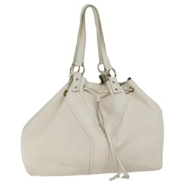 Saint Laurent-SAINT LAURENT Tote Bag Leather White Auth bs13659-White