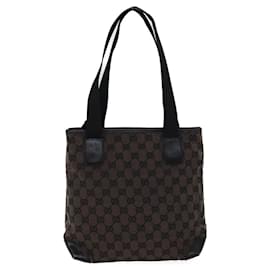 Gucci-GUCCI GG Canvas Tote Bag Brown 019 0402 Auth yk11958-Brown