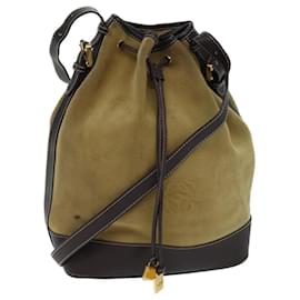 Loewe-LOEWE Anagram Shoulder Bag Suede Yellow Auth fm3351-Yellow