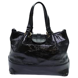 Chloé-Chloe Kerala Hand Bag Enamel Black Auth yb548-Black