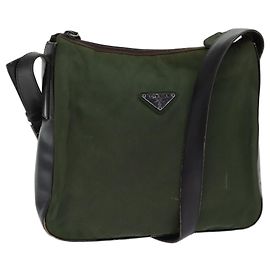 PRADA Borsa A Tracolla Nylon Khaki Auth 72009 Cachi