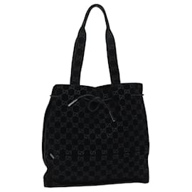 Gucci-GUCCI Borsa tote in tela GG scamosciata nera Auth ar11680-Nero