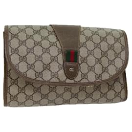Gucci-GUCCI GG Canvas Web Sherry Line Clutch Bag PVC Beige Green Red Auth bs13629-Red,Beige,Green