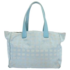 Chanel-CHANEL New Travel Line Handtasche Nylon Blau CC Auth ep4016-Blau