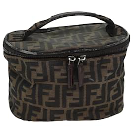 Fendi-FENDI Zucca Canvas Vanity Cosmetic Pouch Brown Auth 71232-Brown