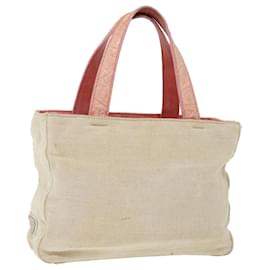 Prada-PRADA Hand Bag Canvas Beige Pink Auth 71008-Pink,Beige