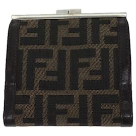 Fendi-FENDI Zucca Canvas Wallet Black Brown Auth yk11705-Brown,Black