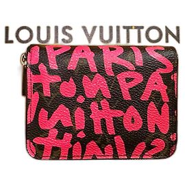 Original Louis Vuitton Zippy Wallet Graffiti Pink Pink