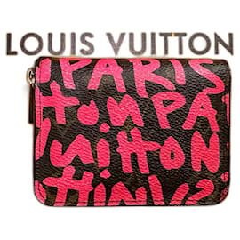 Louis Vuitton-Original Louis Vuitton Zippy Wallet Graffiti Pink-Pink