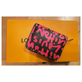 Louis Vuitton-Portefeuille Zippy Louis Vuitton original Graffiti Rose-Rose