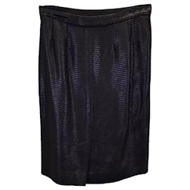 Saint Laurent-Saint Laurent Textured Skirt in Black Polyester-Black