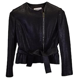 Saint Laurent-Saint Laurent Zipped Belted Cropped Jacket in Black Wool-Black