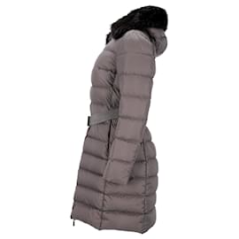 Moncler-Moncler Fox-Fur Trimmed Hooded Down Jacket in Grey Nylon Canvas-Grey