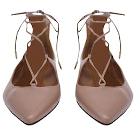 Aquazzura-Aquazzura Christy Flats in beigem Leder-Braun,Fleisch