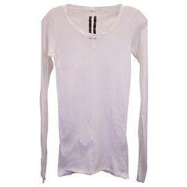 Camiseta Rick Owens Sheer de manga comprida em algodão branco Branco