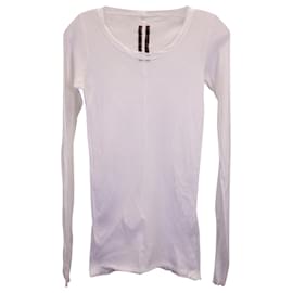 Rick Owens-Rick Owens Sheer Long Sleeve T-shirt in White Cotton-White