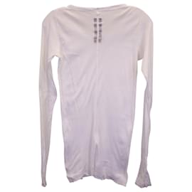 Rick Owens-Rick Owens Sheer Long Sleeve T-shirt in White Cotton-White