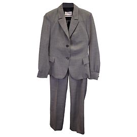 Yves Saint Laurent Checked Suit in Grey Wool Grey
