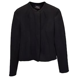 Akris-Akris Abadin Round Neck Short Waist Jacket in Black Wool-Black