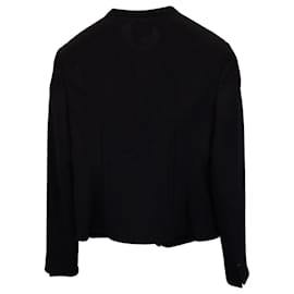 Akris-Akris Abadin Round Neck Short Waist Jacket in Black Wool-Black