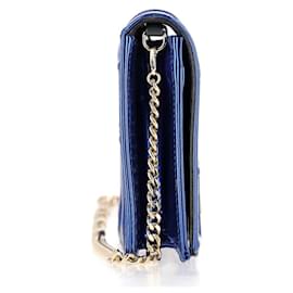 Dior-Portafoglio Dior Diorama su borsa a catena in pelle blu-Blu