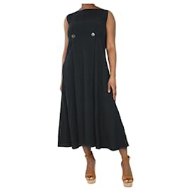 Autre Marque-Black sleeveless pleated linen dress - size M-Black