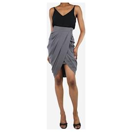 Chanel-Grey draped silk midi skirt - size UK 6-Grey