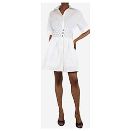 Chanel-White shirred waist midi dress - size UK 6-White