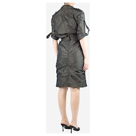Lanvin-Vestido midi de nylon marrom com cinto - tamanho UK 10-Marrom